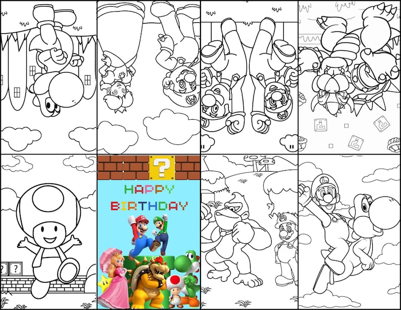 Mario MINI FOLDABLE Coloring Book - Etsy