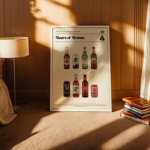 Beers of Britain Poster – British Beer Print – Carling Stella Wall Art – Retro England Travel Decor – Gift for Beer Lovers