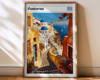Santorini Travel Print - Greece poster, Santorini Poster, Greek decor, Travel Wall Art, Greece Print, poster, Greece, Europe, Santorini