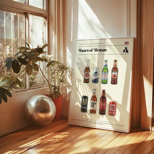 Beers of Britain Poster – British Beer Print – Carling Stella Wall Art – Retro England Travel Decor – Gift for Beer Lovers