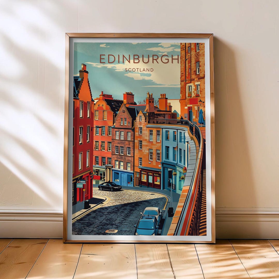 Edinburgh Travel Print - Scotland Poster, Edinburgh Retro Wall Art ...