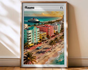 Miami travel print, Miami poster, Miami print, Miami photo, Miami poster print, travel poster print, Florida, retro travel poster print