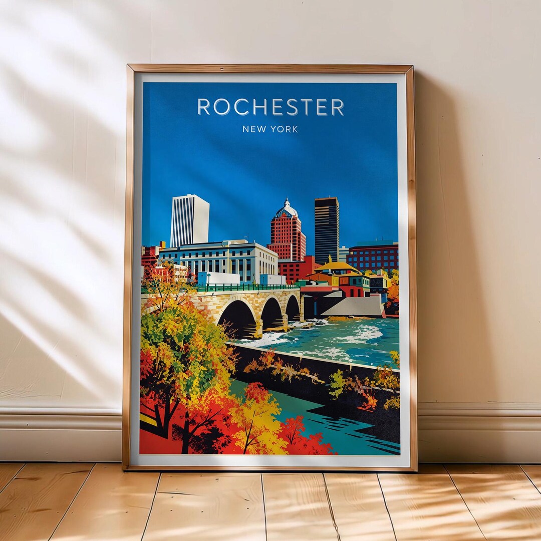 Rochester Travel Print - New York Poster, Rochester USA Vintage Art ...
