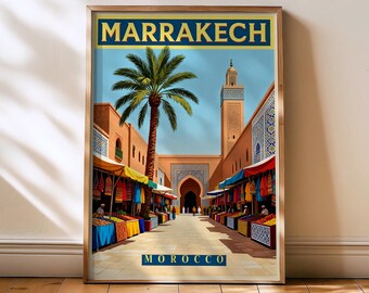 Marrakech Travel Print, Marrakech Morocco, Marrakech retro print, Boho poster, Marrakech art, Marrakech home decor, Morocco gift, Morocco