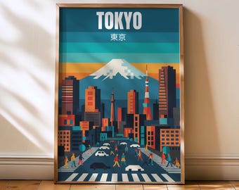 Impresión de Tokio, póster de Japón, arte mural de Tokio, vintage, póster de Tokio, impresión de arte mural, arte mural japonés, arte mural de viajes, impresión de Japón, Tokio, Japón