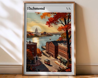 Impresión de Richmond, póster de Richmond, arte mural de Richmond, impresión artística de Richmond, regalo de Richmond, impresión de Virginia, regalo de viaje, impresión de EE. UU., póster de viaje