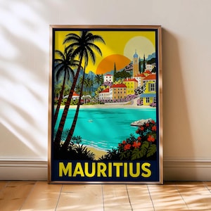 Mauritius wall art, mauritius print, mauritius poster, travel print, travel art, mauritius travel poster, housewarming gift, travel gift