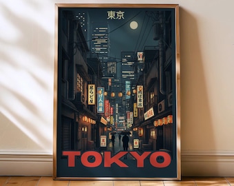 Tokyo print, Tokyo travel poster, Japan wall art print, Retro Japan home decor, Travel wall art poster, Unique city print, Tokyo Japan Gift