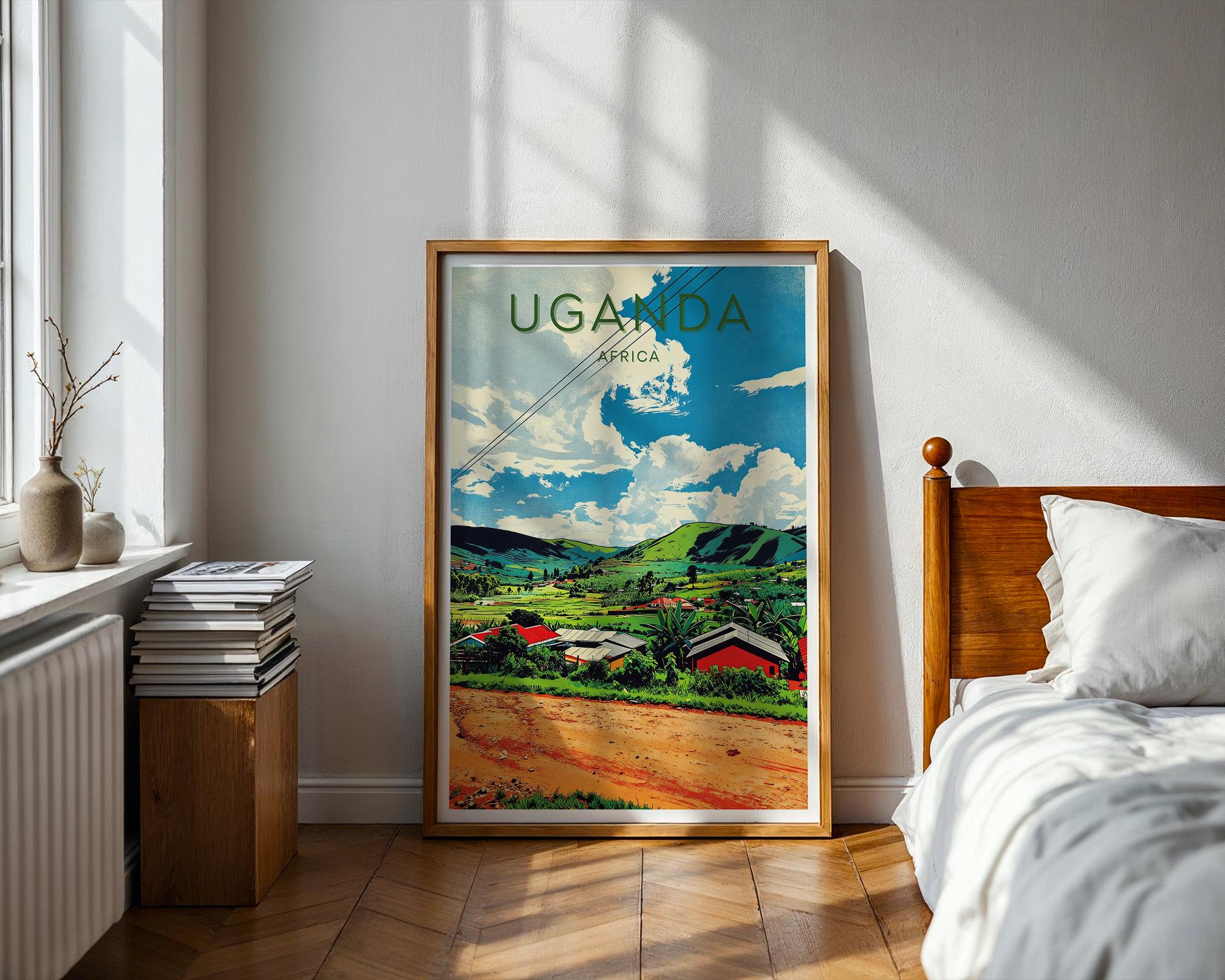 Uganda Travel Print - Africa Poster, Uganda Retro Wall Art, Bwindi