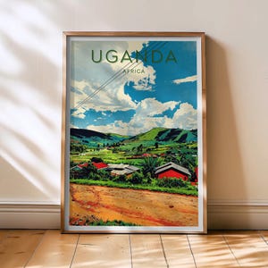 Uganda Travel Print - Africa Poster, Uganda Retro Wall Art, Bwindi