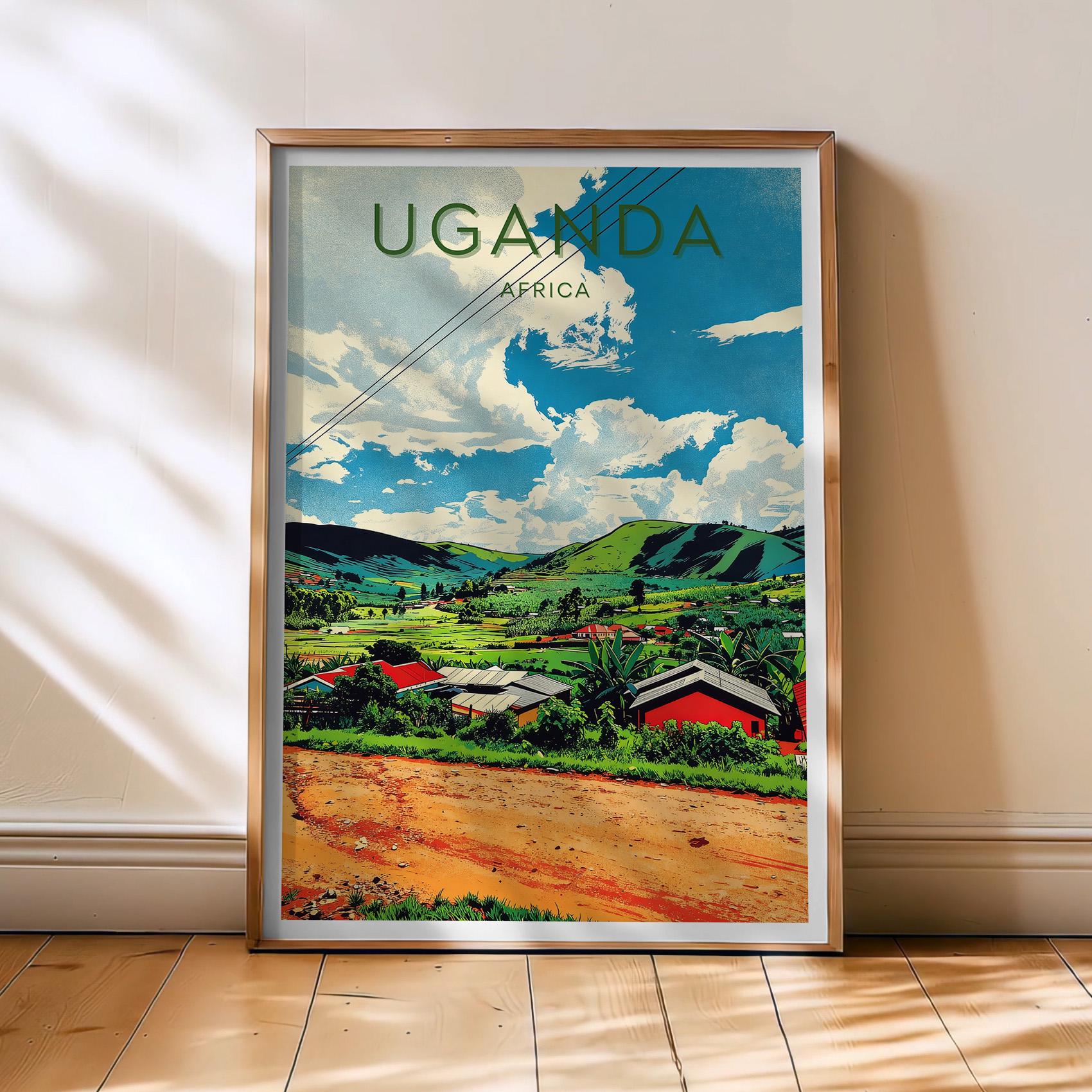 Uganda Travel Print - Africa Poster, Uganda Retro Wall Art, Bwindi
