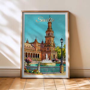 Seville Spain Print, Seville poster, Seville wall decor, Spain artwork, Spanish poster, Seville city illustration, Travel print, Spain gift