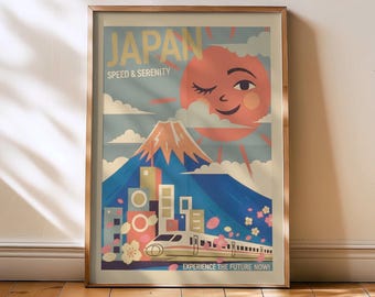 Japanese Wall Art, Japan Poster, Japan Print, Vintage Japan wall decor, Retro Japan travel art, travel poster, travel print, Japan, Tokyo