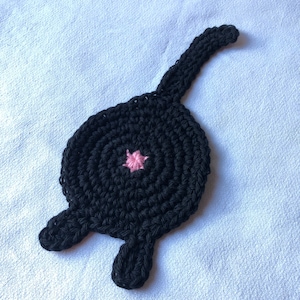 Solid black cat Crochet Cat Butt Coaster black cats matter Cat Lady Humor