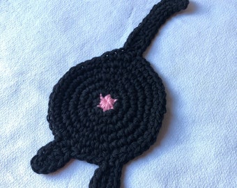 Solid black cat Crochet Cat Butt Coaster black cats matter Cat Lady Humor