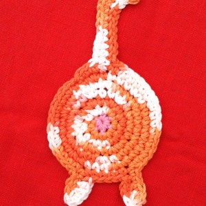 Crochet Cotton orange tabby Cat Butt Coaster Cat Lady Humor kitty clowder image 1