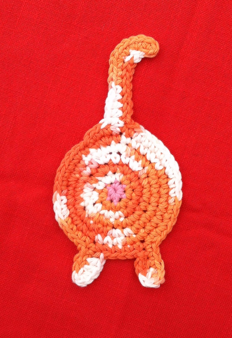 Crochet Cotton orange tabby Cat Butt Coaster Cat Lady Humor kitty clowder image 1