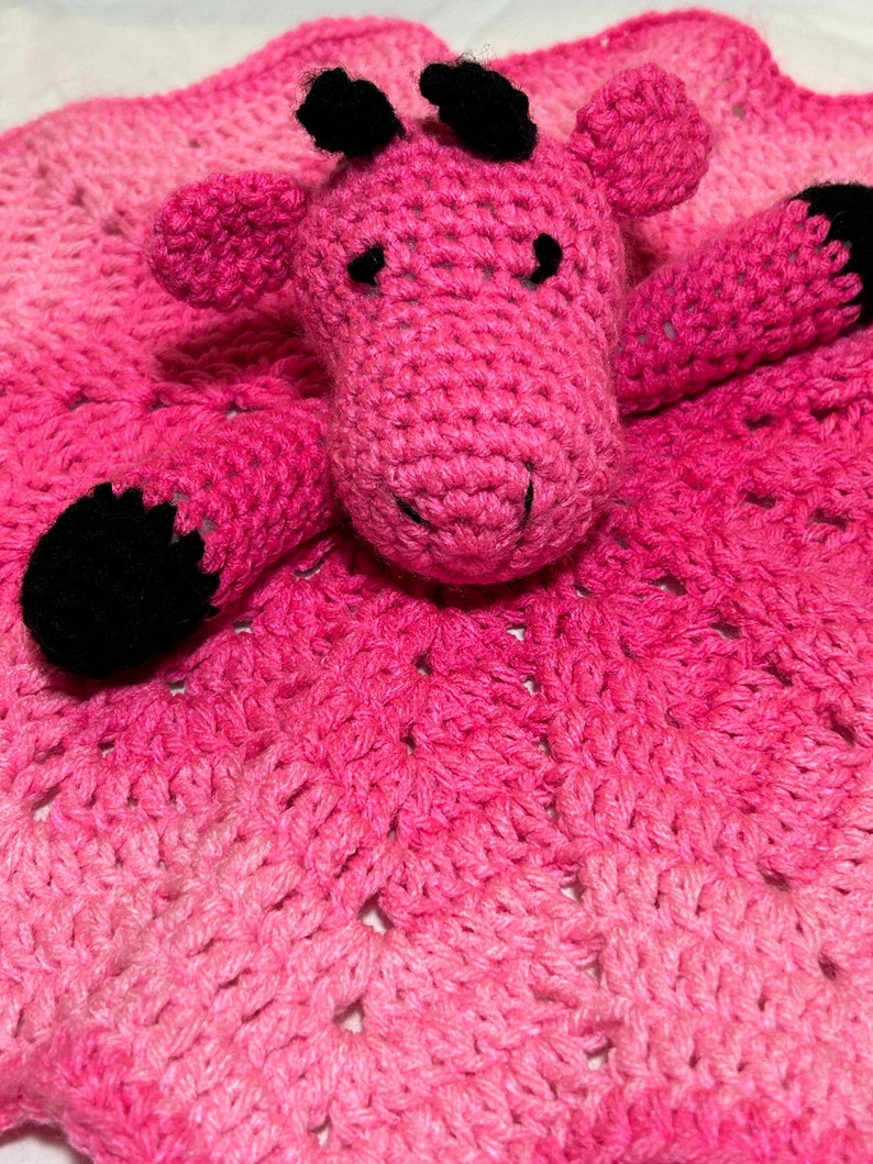 Pink Giraffe baby lovey security blanket image 1