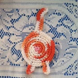 Crochet Cotton orange tabby Cat Butt Coaster Cat Lady Humor kitty clowder image 2