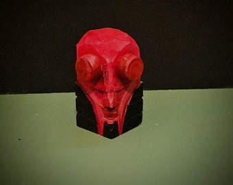 2" Hand Carved Wooden Hellboy
