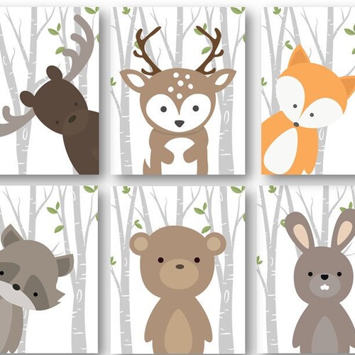 WOODLAND Animals Wall Art Forest Animals Woodland Nursery Etsy