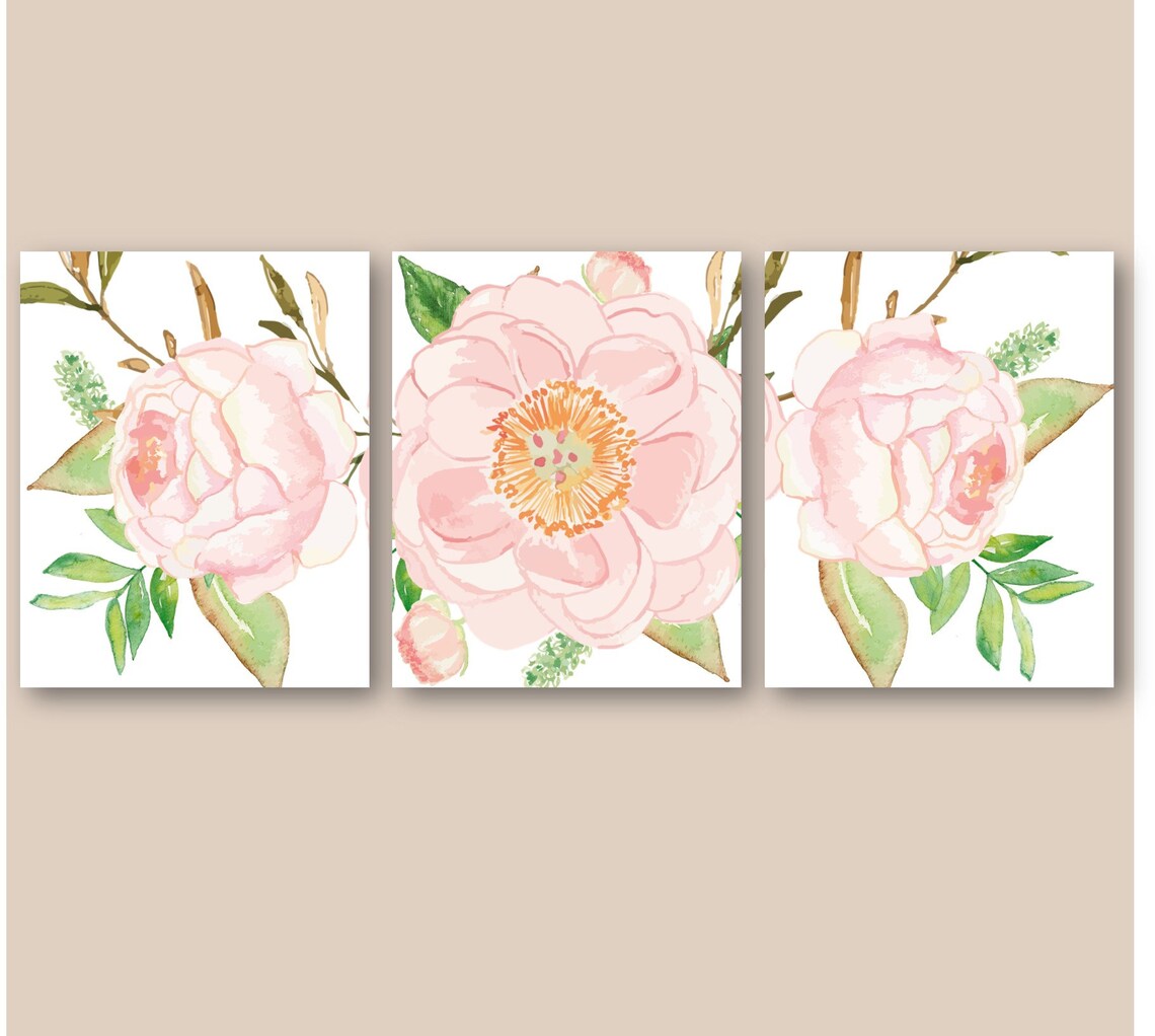Pink Flower Nursery Decor Flower Nursery Art Floral Nursery Etsy