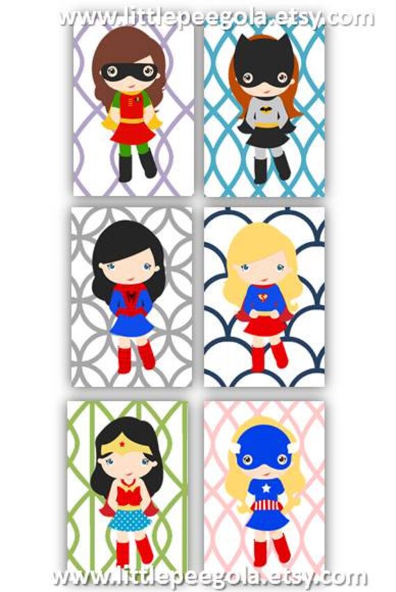 Girls Wall Art Nursery Decor for Girls Super Heroines Girl Etsy