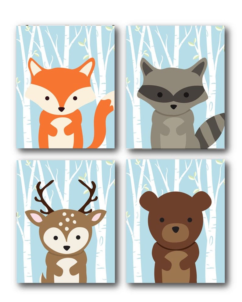 Forest Animal Prints Animal Nursery Art Woodland Nursery Etsy