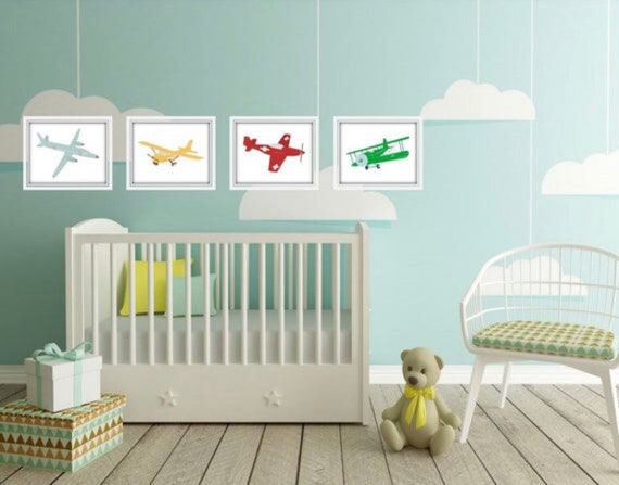 Aviation Art For Kids Room Airplane Prints Airplane Decor Etsy
