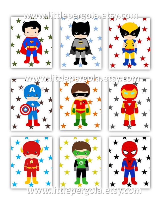 Superhero Wall Art Prints // Nursery Decor // Nursery Prints Etsy