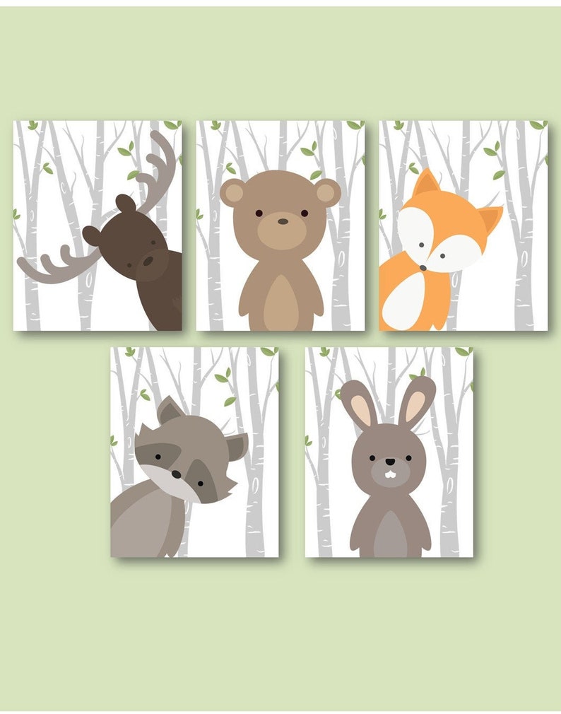 Woodland Art for Nursery Woodland Animals Art Forest Animals Etsy