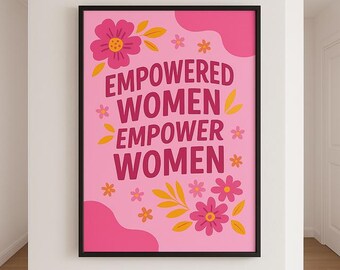 Cytat „Wzmocnione kobiety”: Feministyczna sztuka ścienna, minimalistyczna typografia (do pobrania w formacie cyfrowym A2-A5)