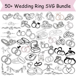 Pacote de arquivos SVG para alianças de casamento: Diamante, Noiva e Noivo (Download Digital)