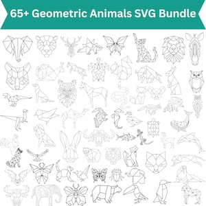 Geometric Animal SVG Bundle, Polygon Line Art Clipart (Digital Download)