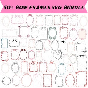 Bow Frame SVG Bundle: Coquette Bows, Decorative Frames, Labels & Wavy Borders  (Digital Download)