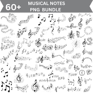 Bundel met muziek-png-notities: muzikale clipart voor Cricut, Silhouette (digitale download)