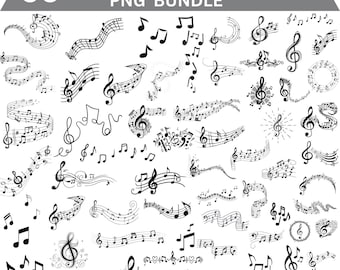 Musik PNG Bündel: Musikalische Clipart für Cricut, Silhouette (digitaler Download)