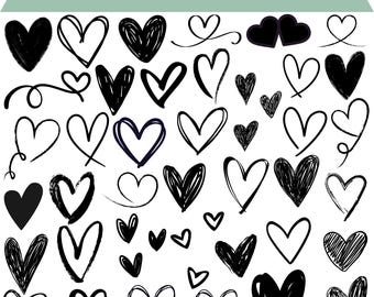 Heart SVG Bundle: Hand Drawn Heart Clipart (Digital Download)