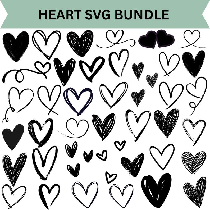 Heart SVG Bundle: Hand Drawn Heart Clipart (digital Download) - Etsy