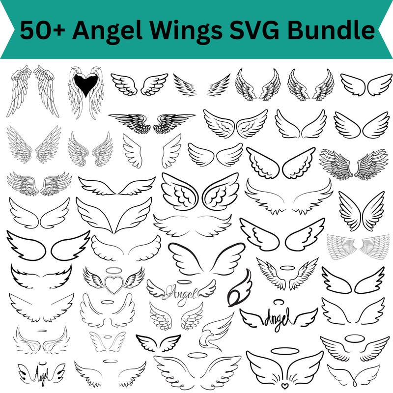 Wing Set Svg Angel Wings Svg - Etsy
