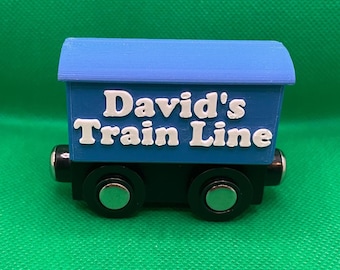 Personalized Magnetic Train Car. 3D Print with wooden base. Brio Compatible.