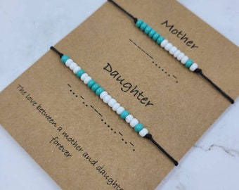 Mother Daughter Morse Code Bracelet: Beaded message bracelet, friendship bracelet, morse code