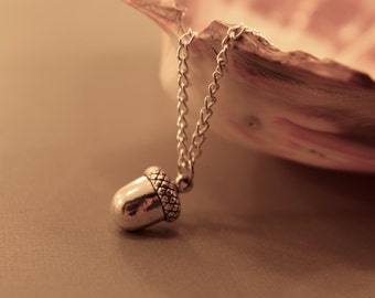 Acorn Charm Necklace: Silver Acorn Charm Necklace, Nuts for You, Bestfriends, Minimalist, Acorn, Friendship, Wish Necklace