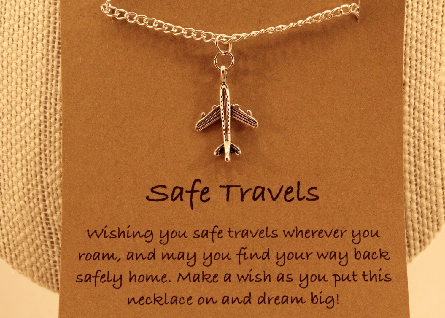 Safe Travels Necklace Safe Travels Airplane Charm Necklace Etsy Israel