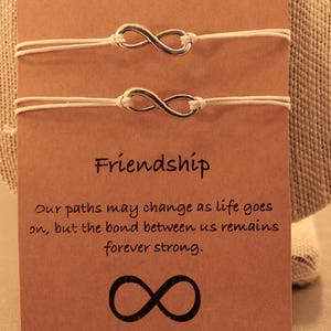 Infinity Friendship Bracelets: Set of 2 Adjustable Infinity Friendship Bracelets, Wish Jewelry, Best Friends, Friendship Bracelets image 1