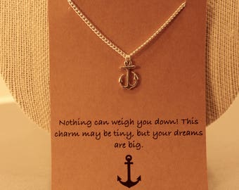 Anchor Necklace: Tiny Silver Anchor Necklace, Friendship Necklace, Anchor Charm, Nautical, Sailing, Nautical Jewelry