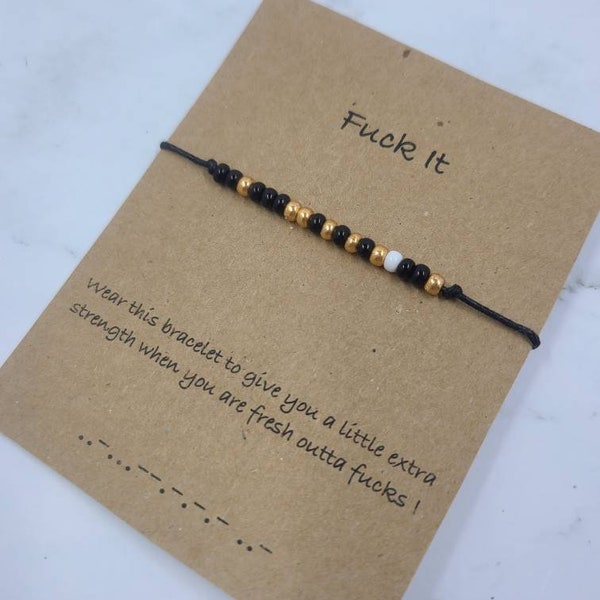 Fuck It Morse Code Bracelet: Beaded message bracelet, friendship bracelet, morse code