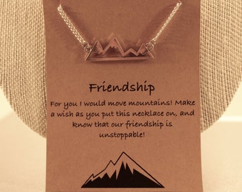 Mountain Necklace: Mountain Range Silhouette Necklace, Friendship Necklace, Friendship Jewelry, Best Friends, Best Friends Necklace