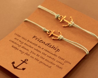 Anchor Friendship Bracelet Set: Set of Anchor Friendship Bracelets, Nautical, Anchor Jewelry, Best Friends, Bridesmaid, Colour Choice