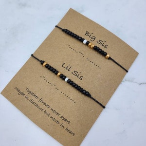 Big Sis Lil Sis Morse Code Bracelet: Beaded message bracelet, friendship bracelet, morse code